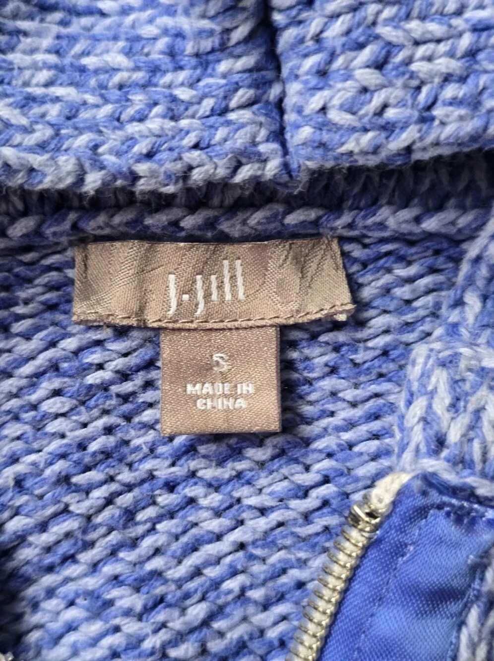 J.Jill Full Zip Hooded Cotton Blend Sweater Size Small